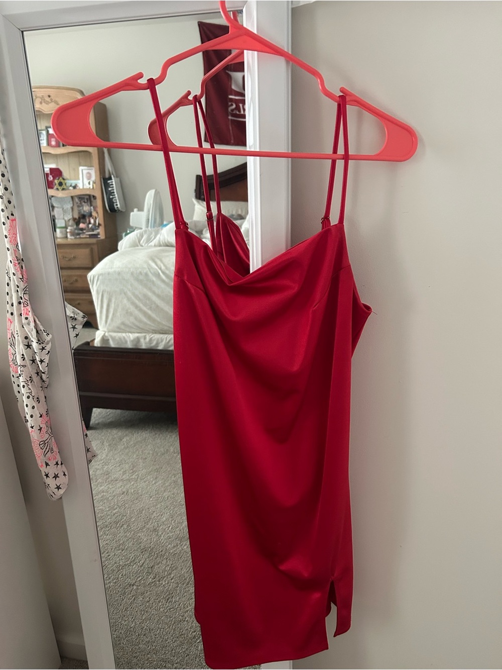 Fashion Nova Red Cowl Neck Mini Slip Dress